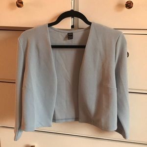 blue cropped blazer